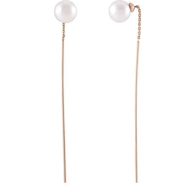 White Pearl Threaded Dangling Earrings